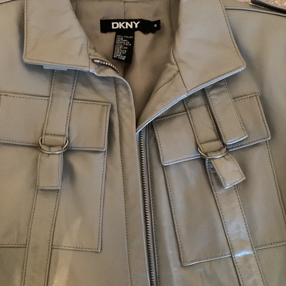 Beautiful soft silver DKNY leather jacket. Like new condition. - Picture 3 of 5